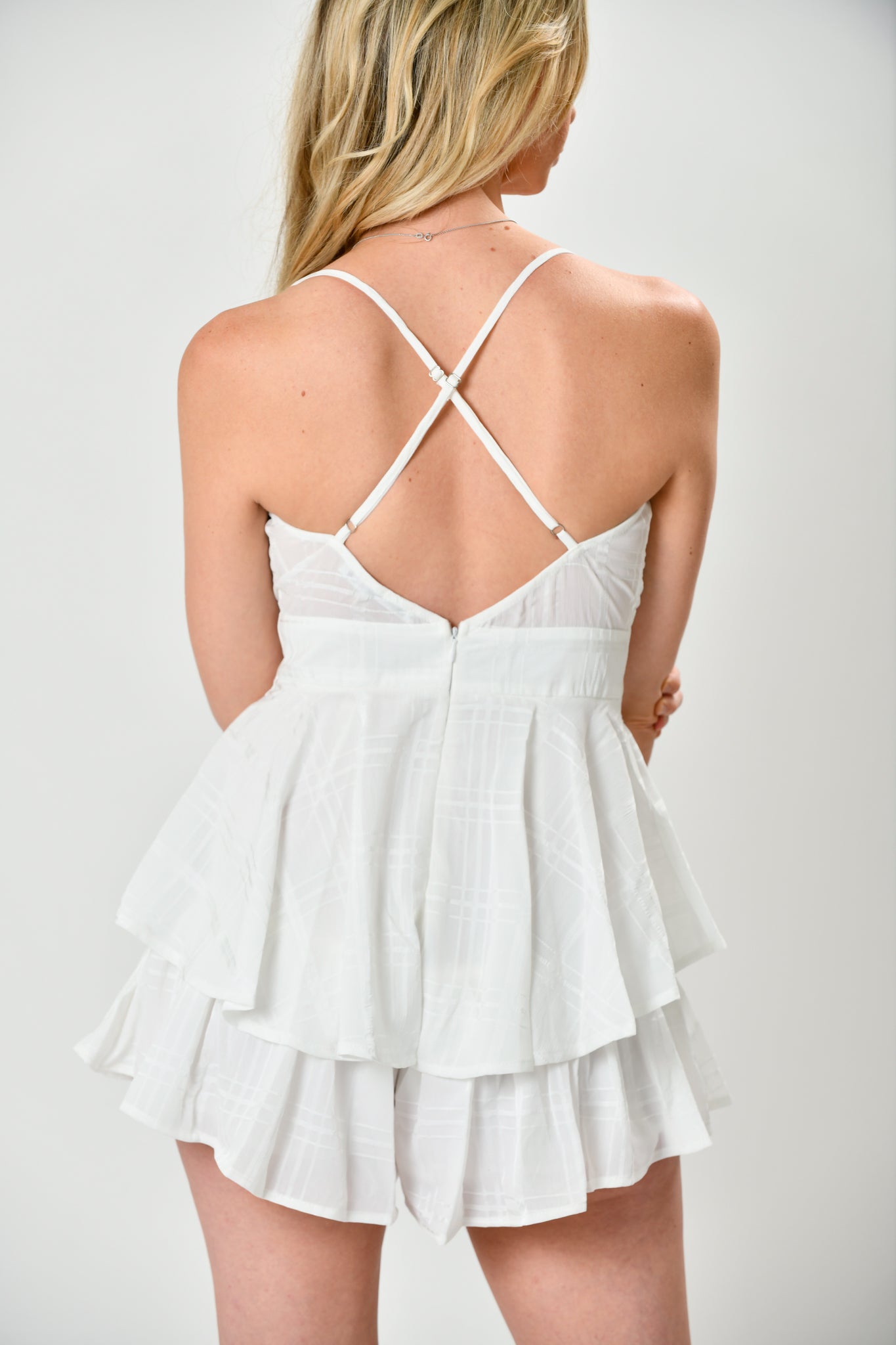 White Chiffron Romper - Shop La's Showroom