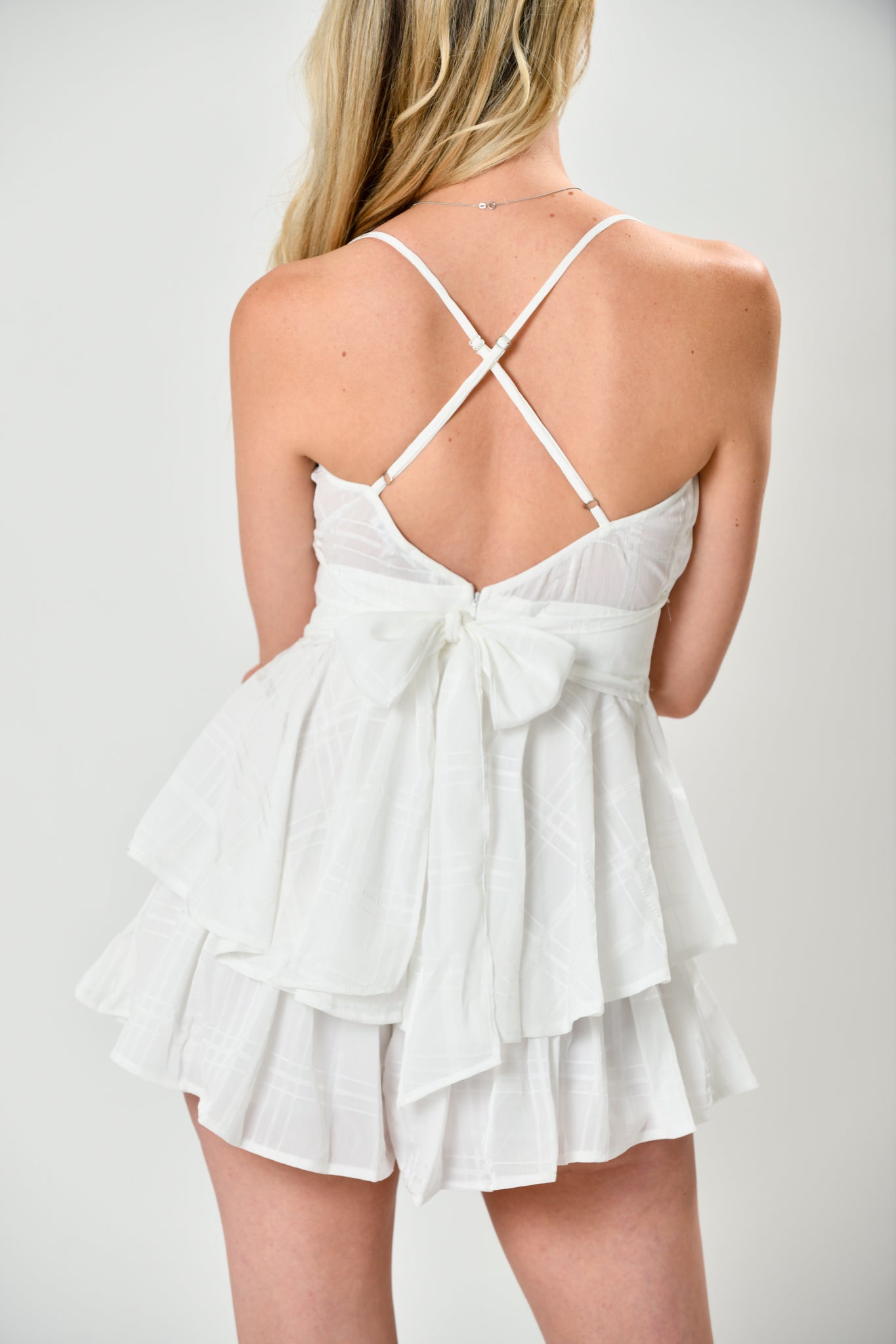 White Chiffron Romper - Shop La's Showroom